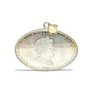 18K Coin Pendant 1oz Silver Cook Island Titanic Commemorative w/ Coal Coin